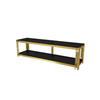 Perfect Dealz Tempered Glass & Steel Accents TV Stand