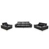 3-Piece Luxury Dark Sofa Set showcasing a modern design with plush cushions and elegant gold accents.