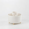 360-Degree Rotating Desktop Storage Bucket with ribbed design and compartments for organization.