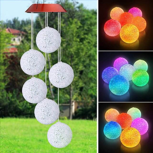 Perfect Dealz Crystal Swinging Balls Solar Color Changing Lights Wind Chimes