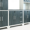 Multi-Piece Modular Kitchen Storage Cabinet Set with gray wood finish and sleek metal handles.