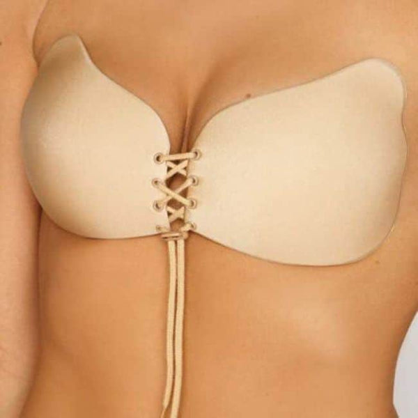 Front Draw String Cleavage Adhesive Bra image 3