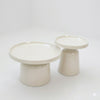 Modern White Round Coffee Table Set featuring two stylish, minimalist tables in a clean white finish.