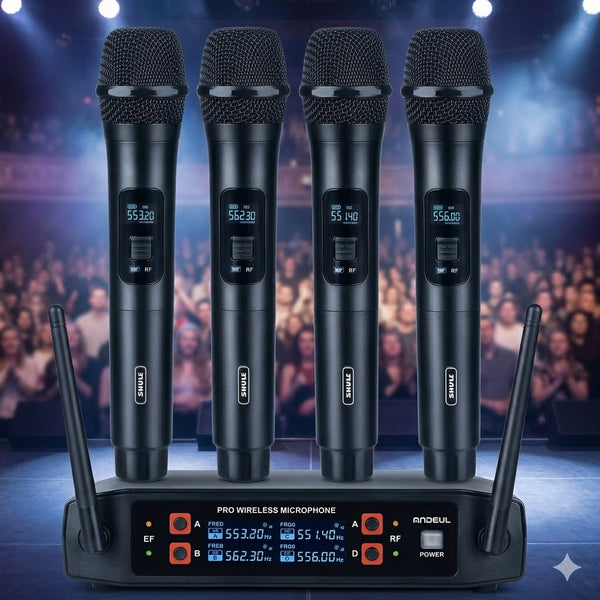 4 Channel UHF Professional Wireless Microphone System