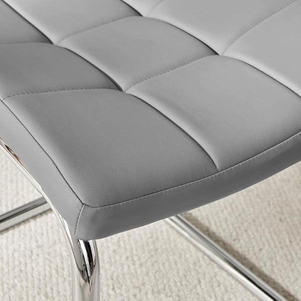 Top view of the Enzo Faux Leather C Frame Dining Chair showcasing the quilted upholstery.