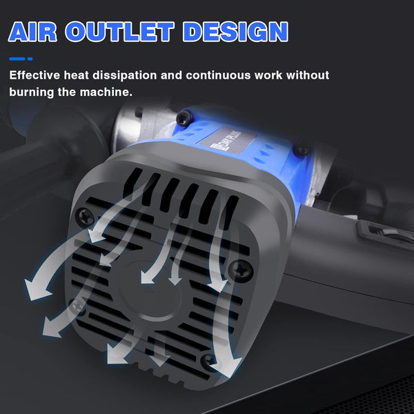 Air outlet design of the 1500W Electric Demolition Jackhammer Concrete Breaker Kit for effective heat dissipation.