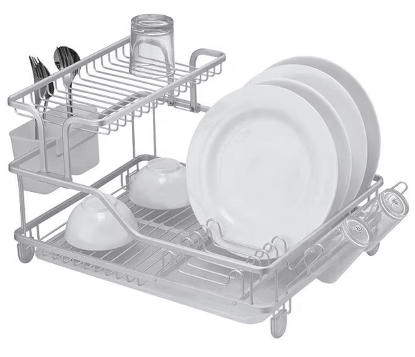 Perfect Dealz 2 Tier Drying Dish Rack with Cutlery Holder