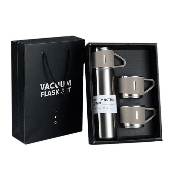 Perfect Dealz 500ml Stainless Steel Vacuum Flask Gift Set with 3 Mugs