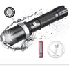 20 000 Lumen Adjustable LED Torch with powerful LED beam and waterproof design, ideal for outdoor activities.