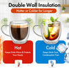 Heat Resistant Transparent Glass Coffee Mug with double wall insulation for hot and cold beverages.
