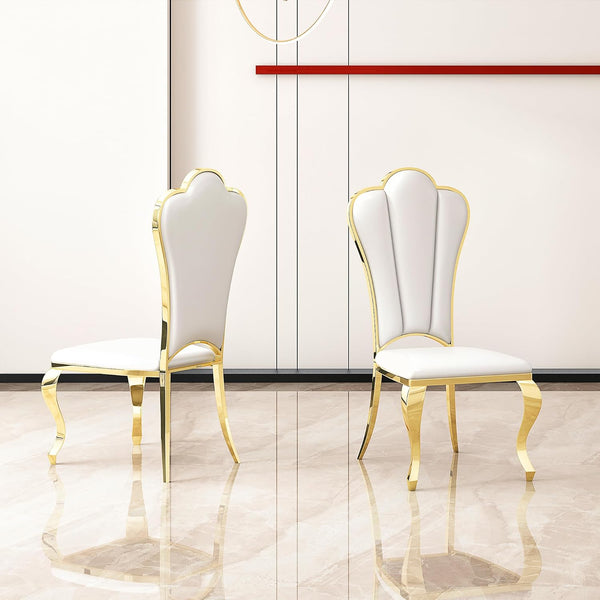 White Upholstered High Back Dining Chair