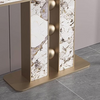 Luxury Faux Marble and Gold Circular Base Console Table featuring a sleek marble surface and a bold metallic pedestal design.