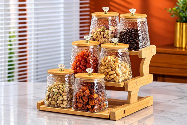 Glass Storage Jar with Airtight Bamboo Lid