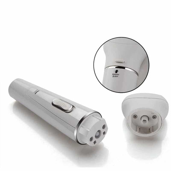 5 in 1 Facial Hair Removal Electric Face Brush showing its design and interchangeable heads for versatile skincare.