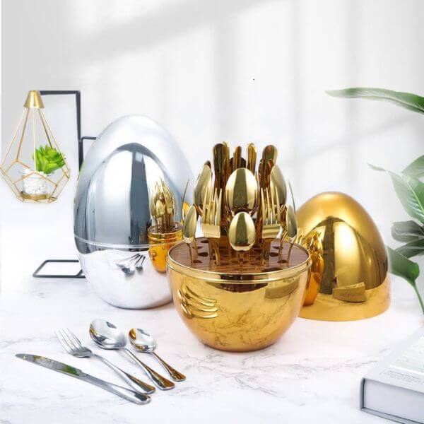 24pcs Egg Shaped Stainless Steel Cutlery Set image 3