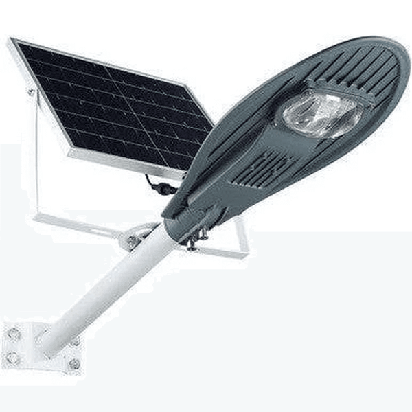 50W Solar Motion Street Light featuring solar panel and LED design for outdoor security and visibility.