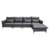 Modern L-Shaped Lounge Couch with Slim Metal Legs featuring stylish high-quality air leather upholstery.