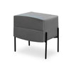 Modern PU Leather Bedside Table with 2 Drawers in gray with sleek design and metal legs.