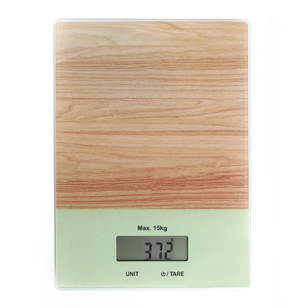 Digital Kitchen Scale with Tempered Glass with Bamboo Design for precise ingredient measurements.