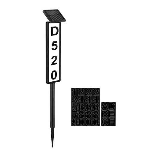LED House Number Kit displayed with numbers and solar panel for illuminated address visibility.