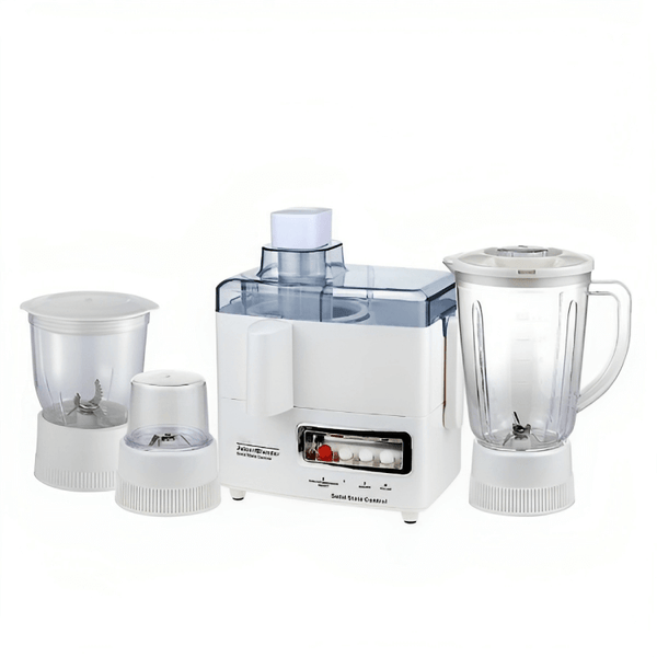 4 in 1 Food Processor Juicer Blender and Grinder Combo with multiple containers and blender for versatile meal prep.