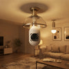 Wireless Wi-Fi Light Bulb Security Camera installed in a ceiling light for home surveillance.