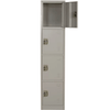 4-Compartment Steel Locker with three closed compartments and one open compartment, ideal for secure storage.