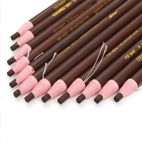 Soft Coloured Cosmetic Art Eyebrow Pencil in various shades lined up on a surface, showcasing the unique design and colors.