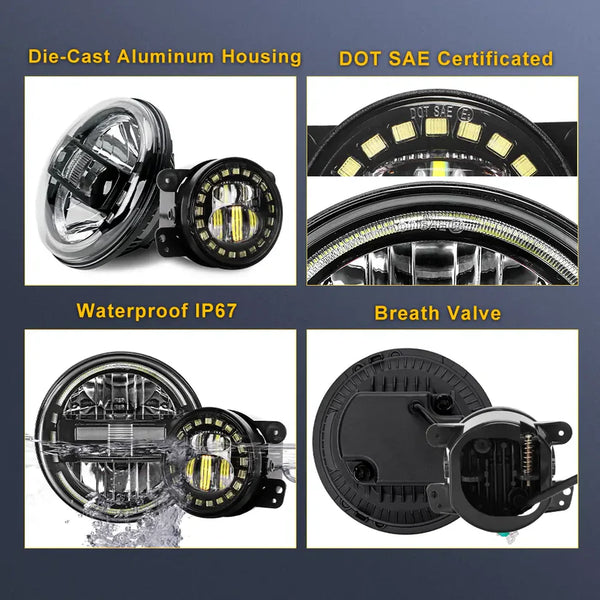 LED Jeep Wrangler Headlight Set