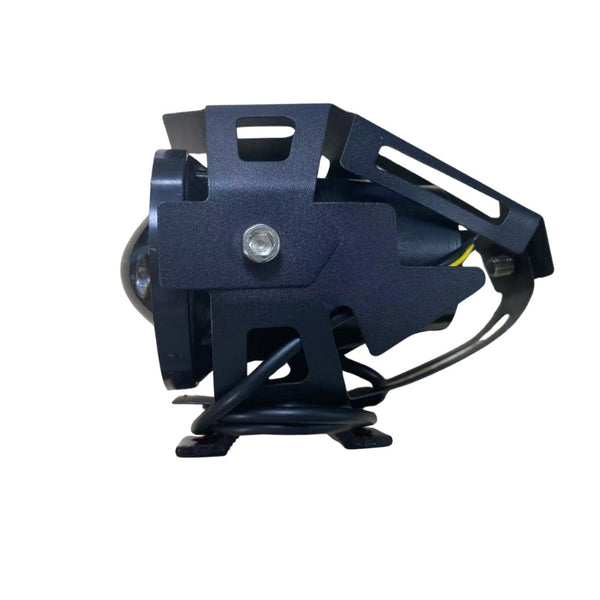 U5 LED Motorcycle Auxiliary Spot Fog Light side view showcasing the high-intensity lamp and mounting bracket.