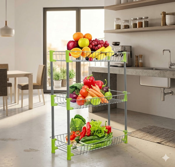 3 Tier Wire Market Basket Stand