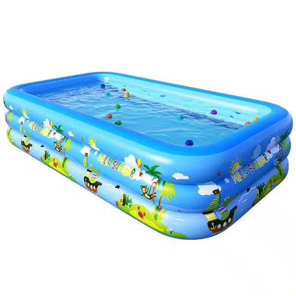 Inflatable Rectangular Kids Swimming Pool 210x130x56 CM image 1