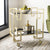 Brass and Black Glass Eliza Bar Cart featuring a modern design with two tiers and art deco elements.