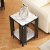 Marble End Table with 2-Tier Open Storage Shelves featuring a modern design and stylish decor.