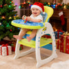 3-in-1 Convertible Baby High Chair & Play Table Set in festive holiday setting with a smiling baby in a Santa hat.