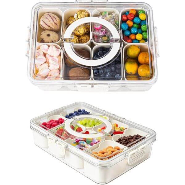 Perfect Dealz Portable 8 Compartment Snack Box With Lid and Handle