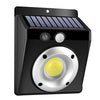 COB Solar Wall Light with solar panel and LED for outdoor lighting on driveways and pathways.