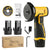 19500RPM Mini Angle Grinder Tool Bench Polisher 4.5 Inch with charger, batteries, and accessories in the image.