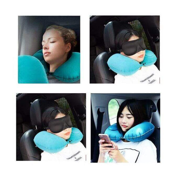 Air Pump U-Shape Washable Inflatable Travel Neck Pillow image 0