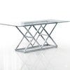 Modern Geometric Chrome Glass Dining Table