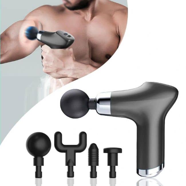 Rechargeable Compact 4 Interchangeable Heads Massage Gun – Perfect Dealz