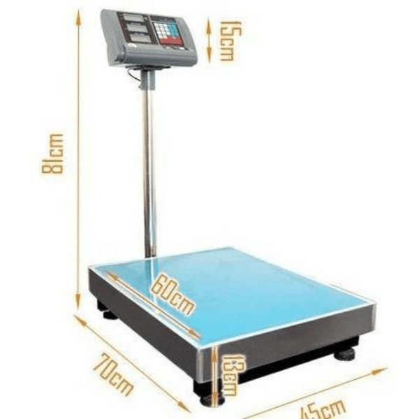 300KG Digital Platform Scale with a large blue weighing surface and digital display, ideal for heavy item weighing.