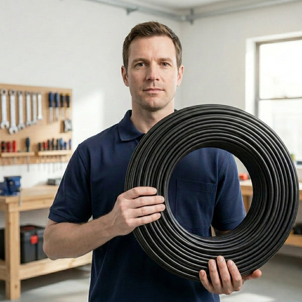 Super High Conductive Fence Wire held by a man in a workshop setting.
