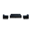 Modern PU Leather Office Lounge Set featuring a sofa and two armchairs in sleek black design.