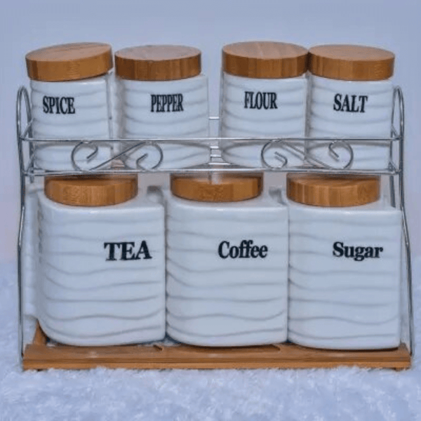Perfect Dealz Set of 7 Canisters with Bamboo Base