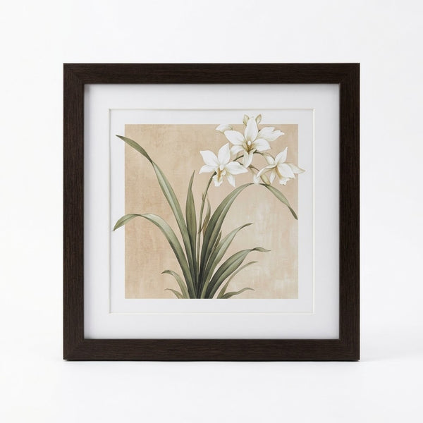 Framed White Lily Botanical Wall Art Print