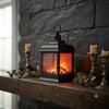 Antique Warming LED Fireplace Lantern Small