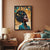 Framed Black Girl Magic Canvas Art Portrait featuring a young Black woman with teal and gold accents in a modern room.