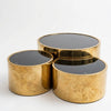 Lucid Gold 3-Piece Nesting Coffee Table Set featuring stylish gold and black finish.