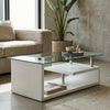 Elegant Crystal Glass Coffee Table with a sleek design, complementing a stylish living room.